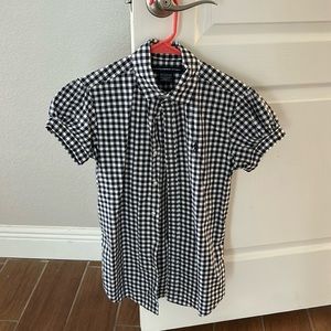 Ralph Lauren sport. Polo, Sz Small, sz 4 puff sleeve,black white check, gingham